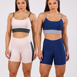 Kit Econômico 2 Conjuntos Esportivos Shorts Cintura Alta Top Alcinha
