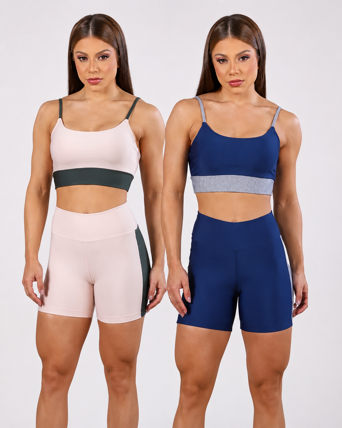Kit Econômico 2 Conjuntos Esportivos Shorts Cintura Alta Top Alcinha