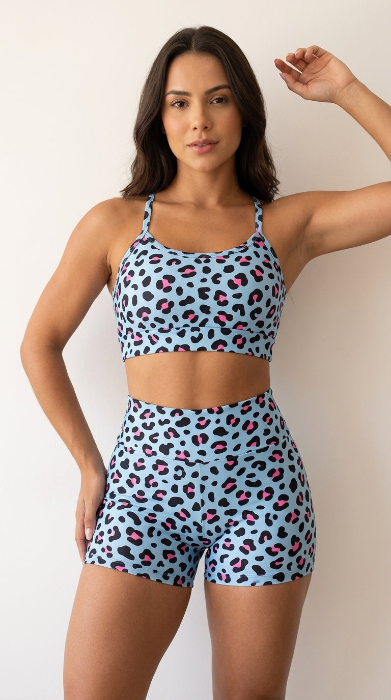 Conjunto Academia Fitness Short e Top Cintura Alta Moda