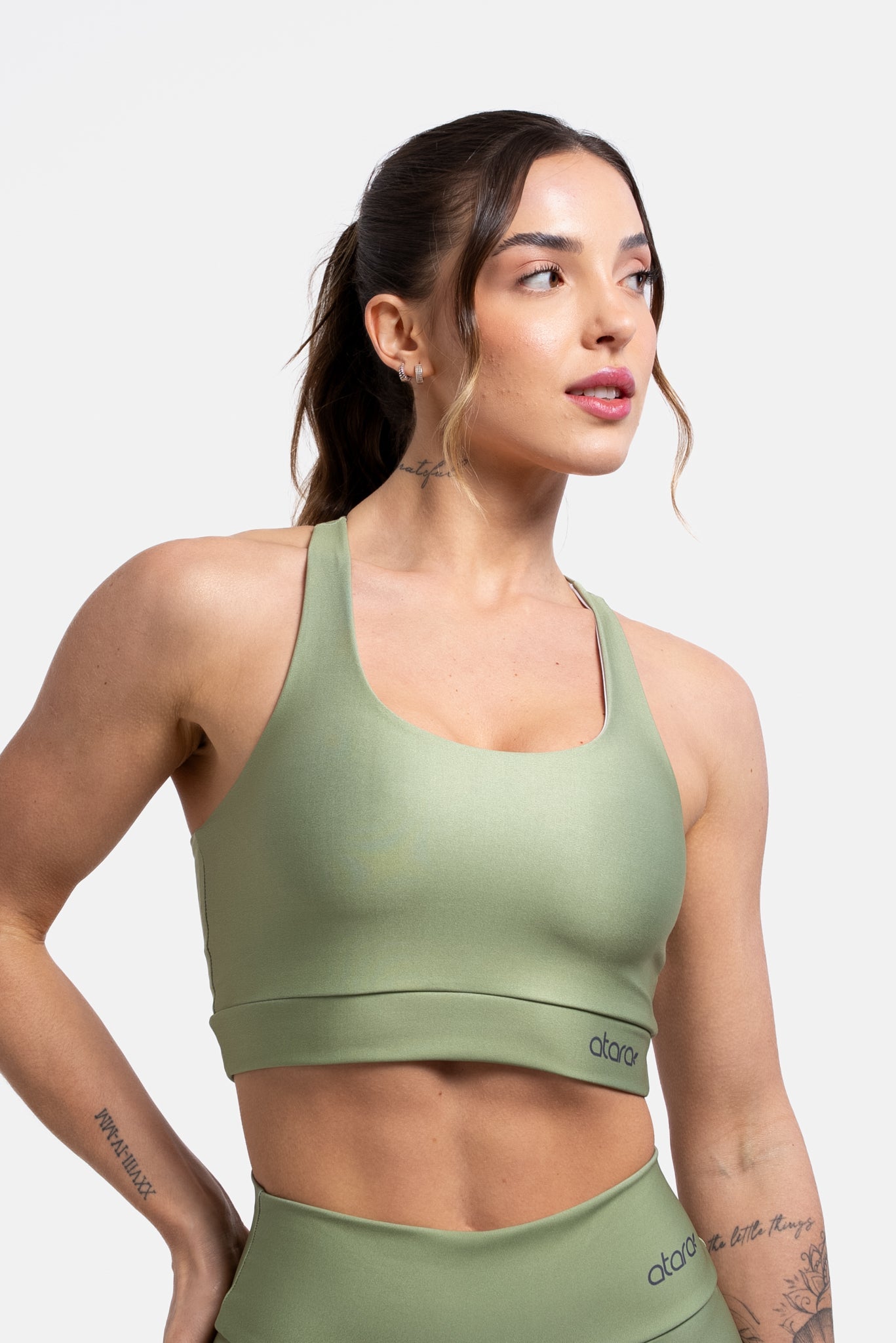 Top Nadador Estampa Lisa Verde Musgo