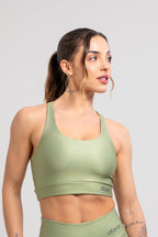 Top Nadador Estampa Lisa Verde Musgo