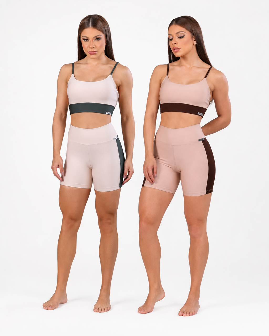 Kit Econômico 2 Conjuntos Esportivos Shorts Cintura Alta Top Alcinha