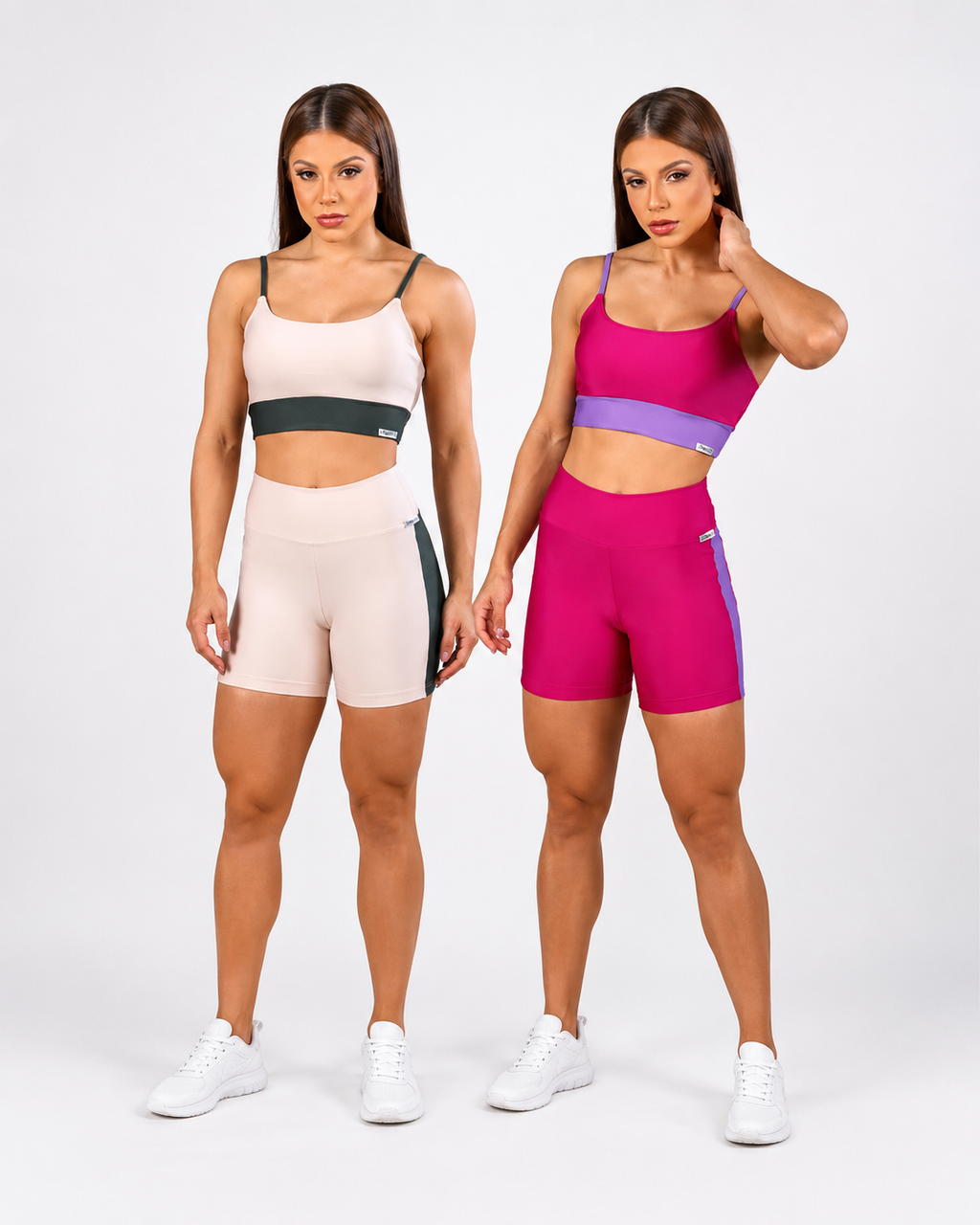 Kit Econômico 2 Conjuntos Esportivos Shorts Cintura Alta Top Alcinha