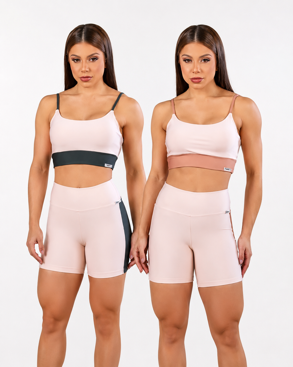Kit Econômico 2 Conjuntos Esportivos Shorts Cintura Alta Top Alcinha